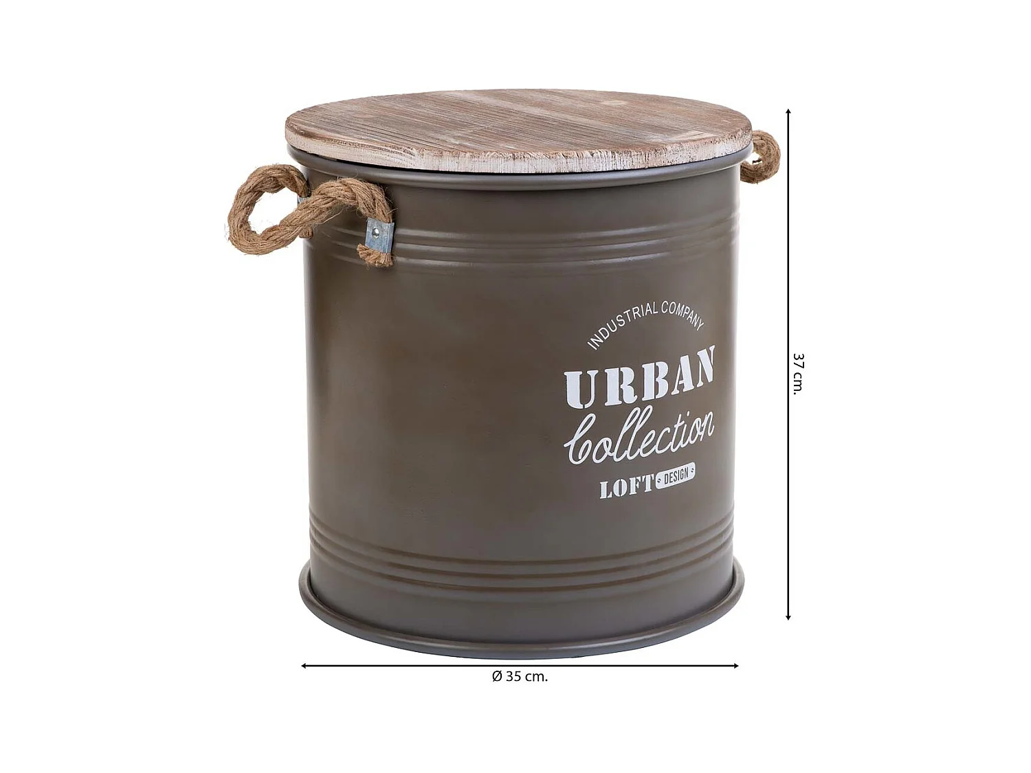 Cesto de ropa de metal impreso marrón 35x37h cm