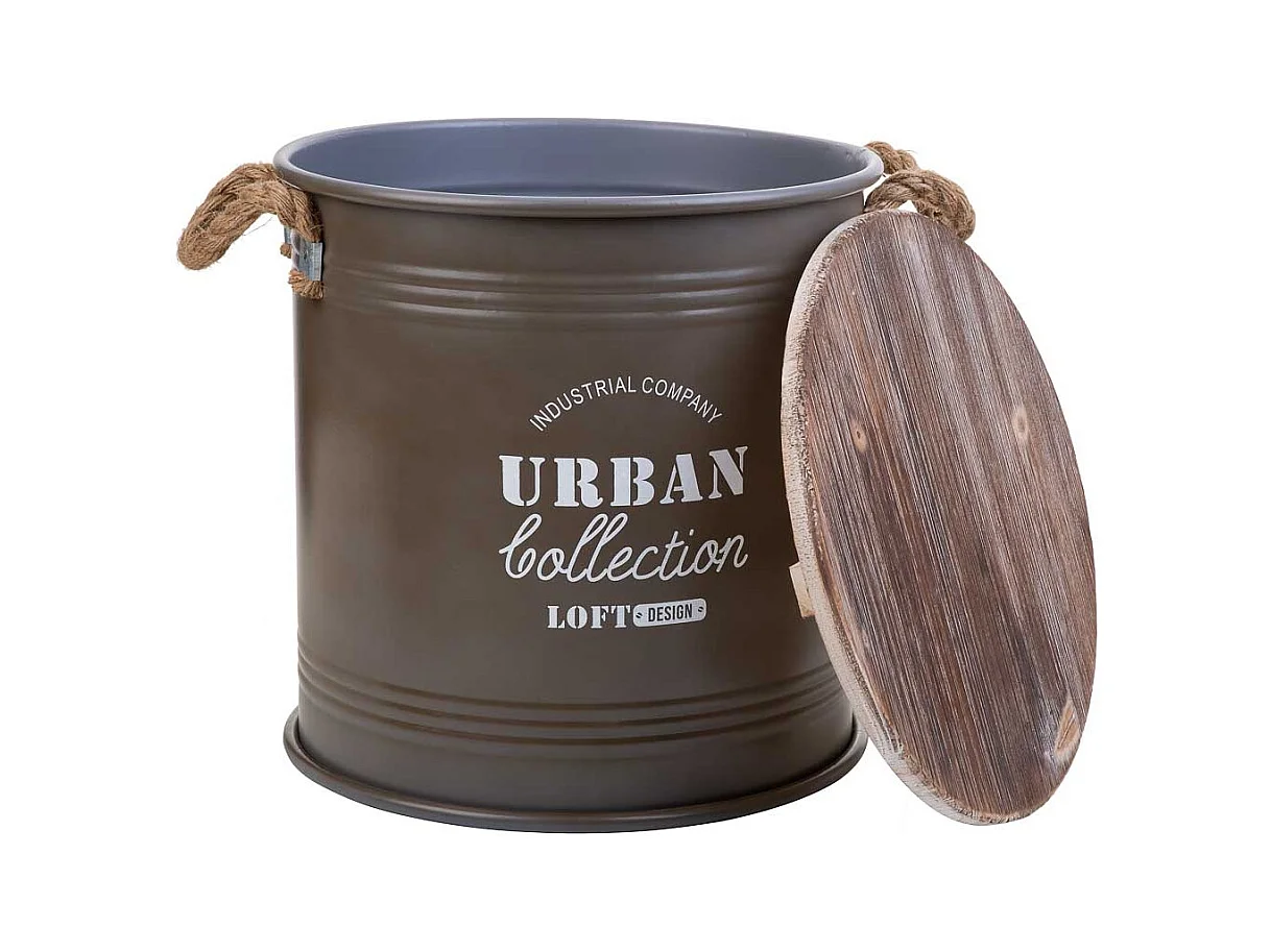 Cesto de ropa de metal impreso marrón 35x37h cm