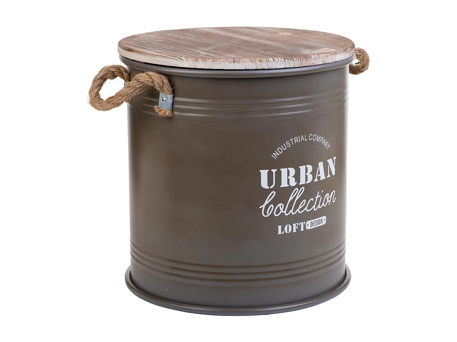 Braun bedruckter Wäschekorb aus Metall, 35x37H cm