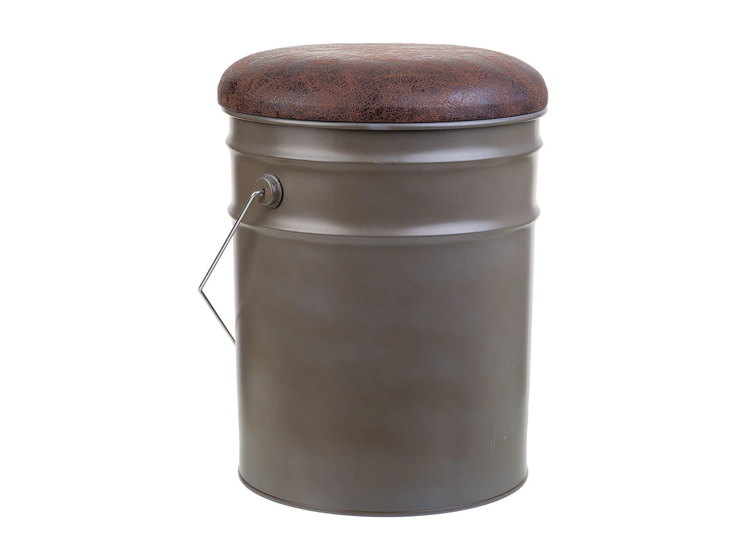 Secchio in metallo, coperchio e manico imbottiti, metallo stampato, grigio D31x35/40h cm