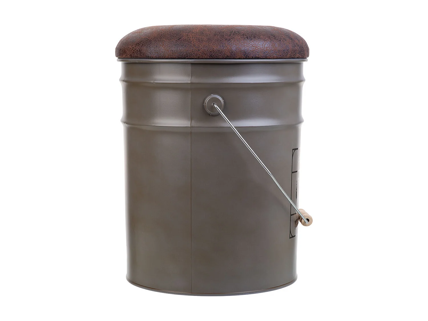 Secchio in metallo, coperchio e manico imbottiti, metallo stampato, grigio D31x35/40h cm