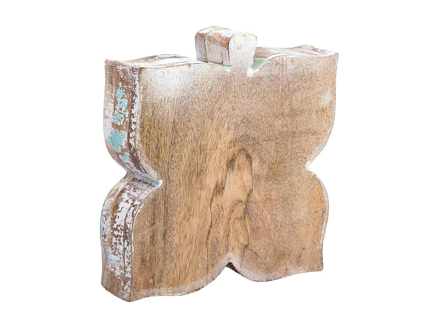 Caixa de madeira com acabamento artesanal azul antigo 18,5x20x5h cm