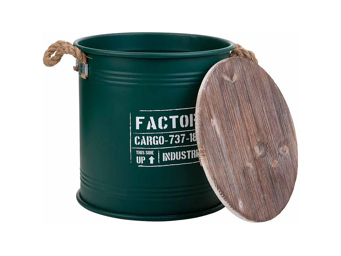 Cesto de ropa de metal impreso verde 35x37h cm