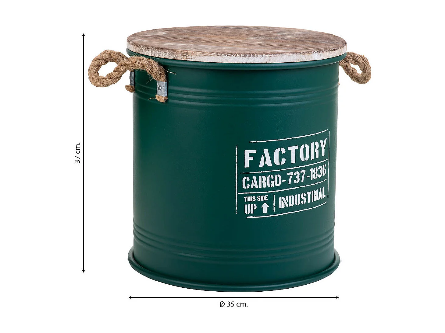 Cesto de ropa de metal impreso verde 35x37h cm