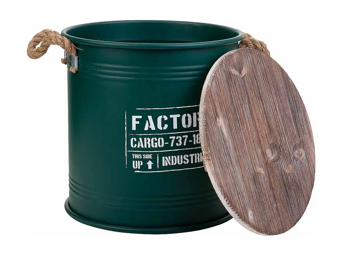 Cesto de ropa de metal impreso verde 35x37h cm