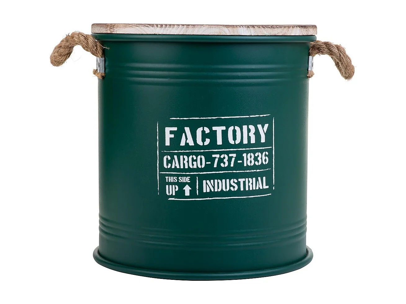 Grün bedruckter Wäschekorb aus Metall, 35x37H cm