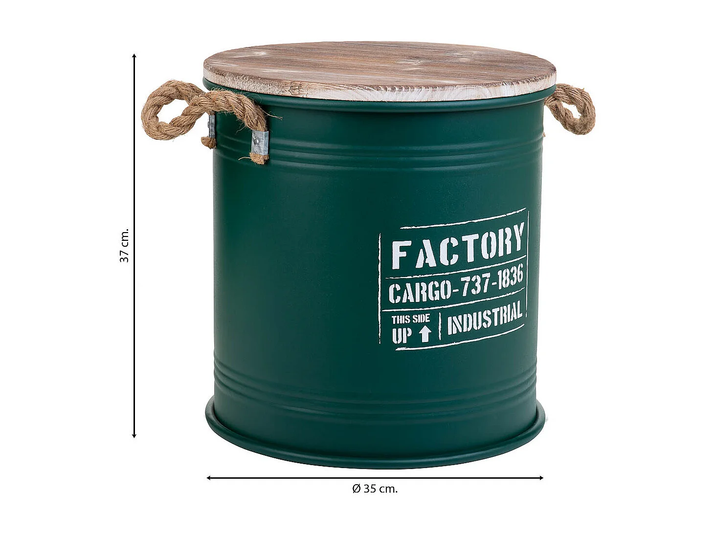 Grün bedruckter Wäschekorb aus Metall, 35x37H cm