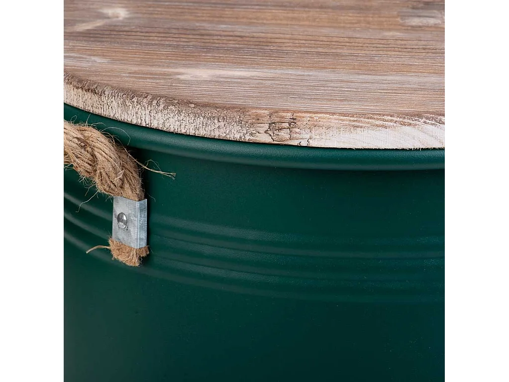 Grün bedruckter Wäschekorb aus Metall, 35x37H cm