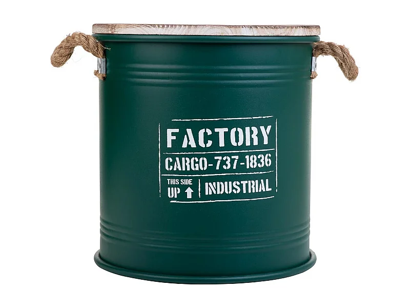 Cesto de ropa de metal impreso verde 35x37h cm