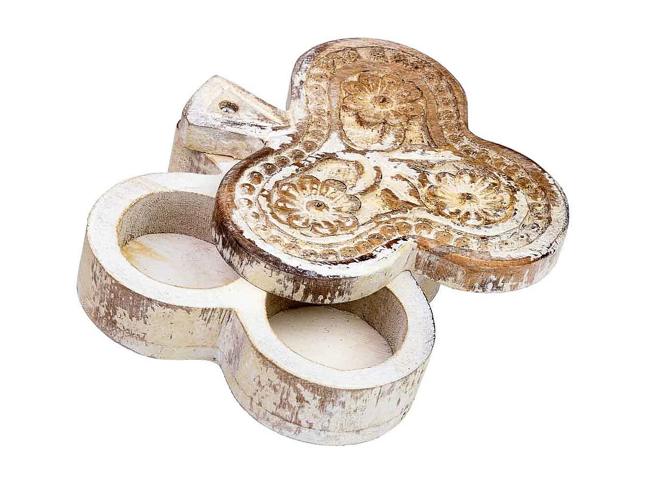 Caixa de madeira entalhada com acabamento artesanal castanho antigo 17,5x17x5h cm