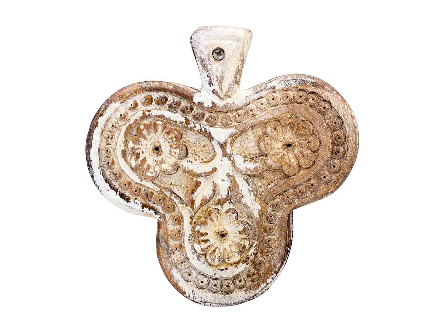 Coffret en bois sculpté avec finition artisanale marron antique 17,5x17x5h cm