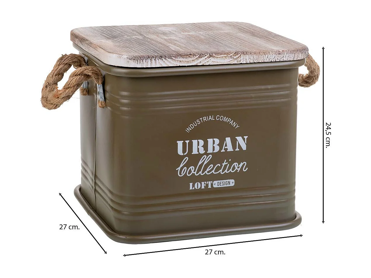 Boîte carrée en métal imprimé 27 x 27 x 24,5 cm (hauteur)