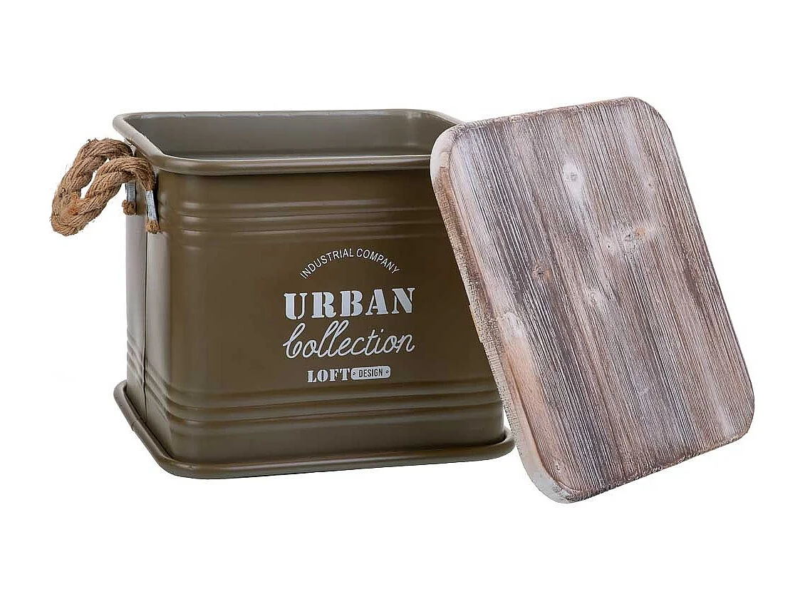 Boîte carrée en métal imprimé 27 x 27 x 24,5 cm (hauteur)