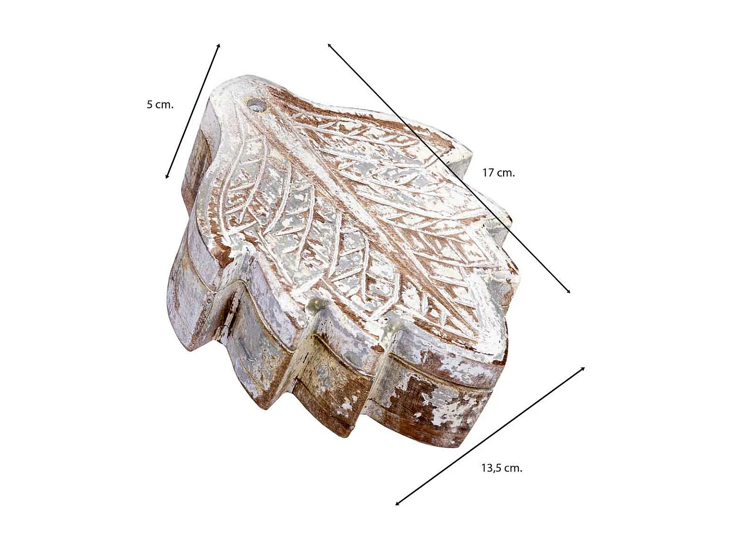 Coffret en bois sculpté avec finition artisanale marron antique 17x13,5x5h cm