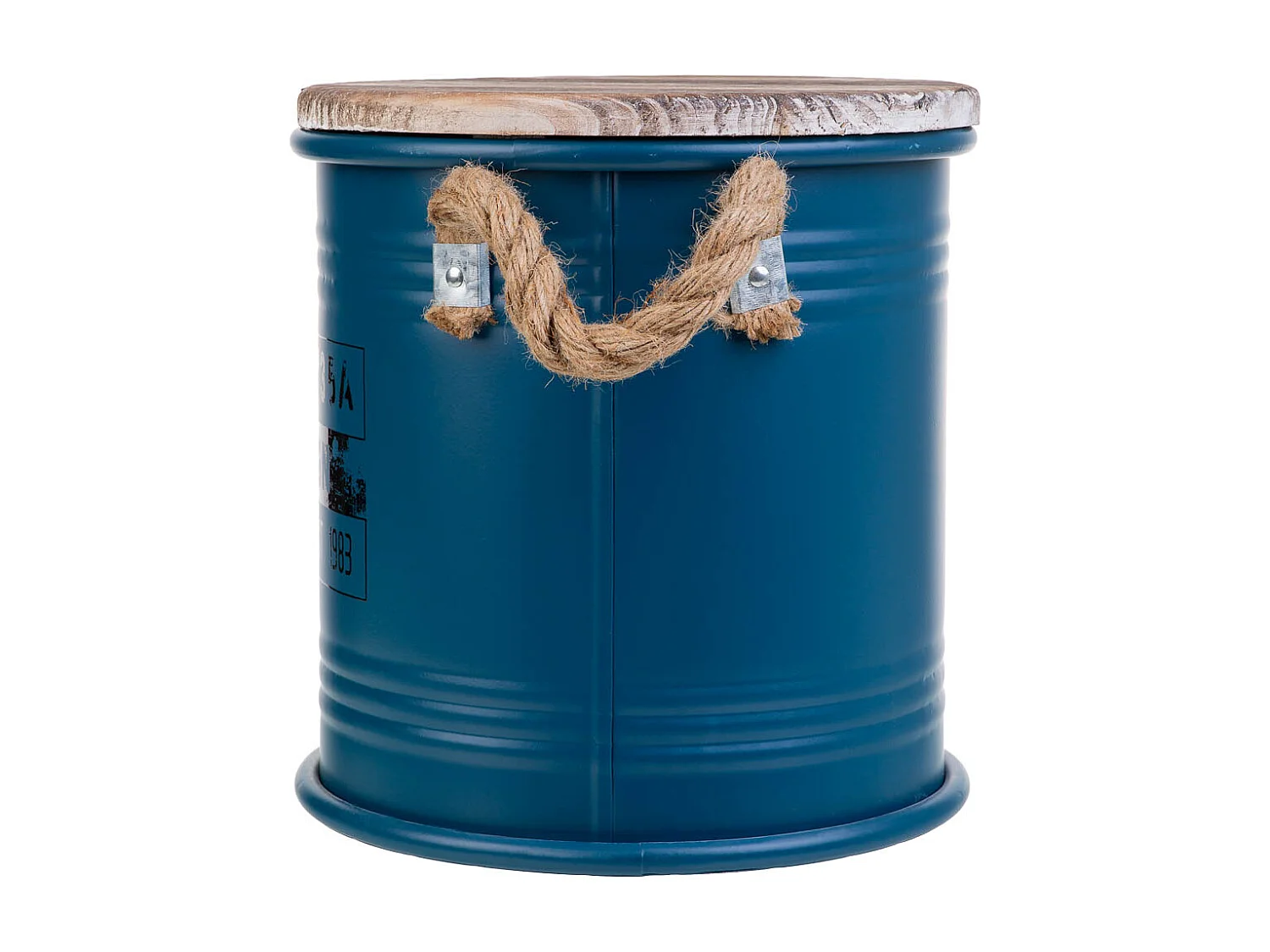 Panier à linge en métal imprimé bleu 35x37h cm