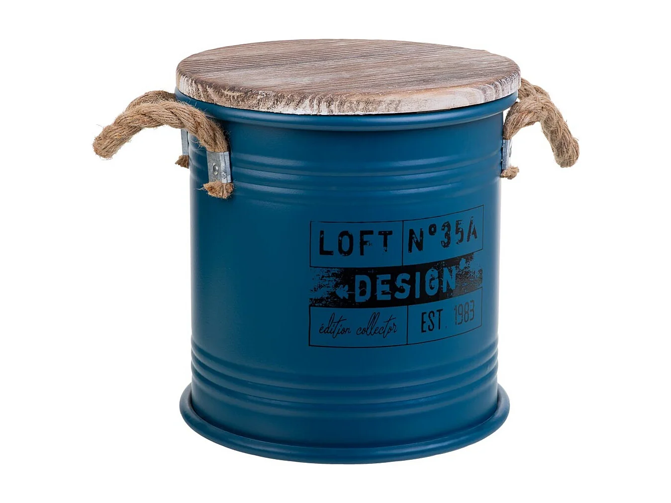 Cesto de roupa suja de metal estampado azul 35x37h cm