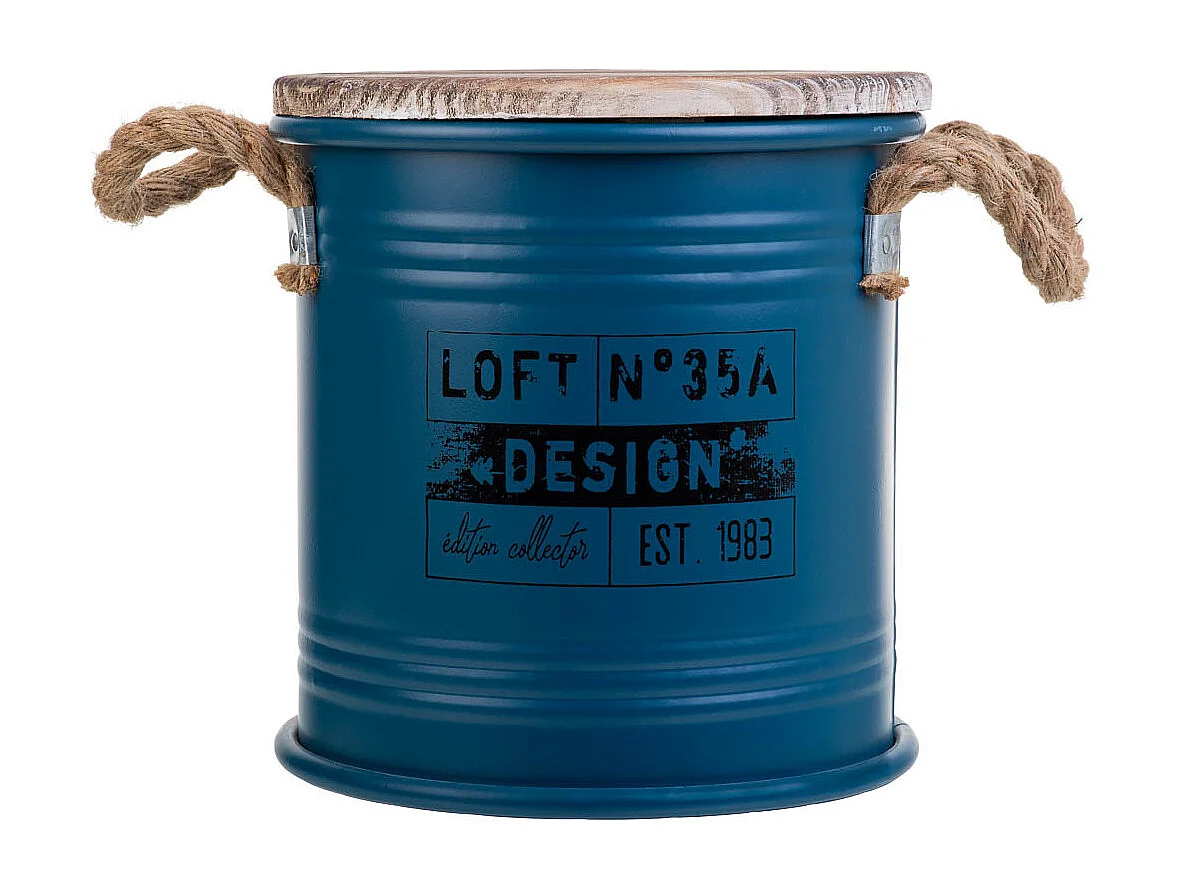 Cesto de roupa suja de metal estampado azul 35x37h cm