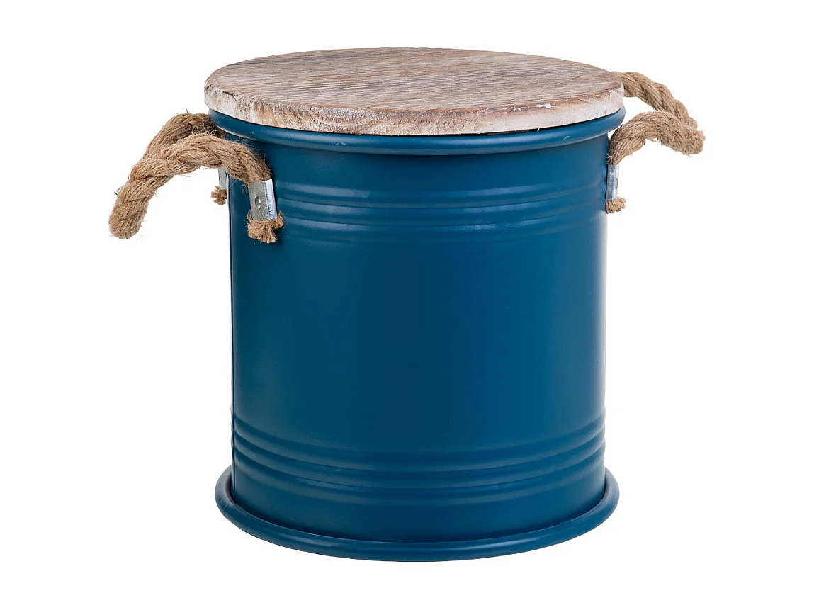 Cesto de roupa suja de metal estampado azul 35x37h cm