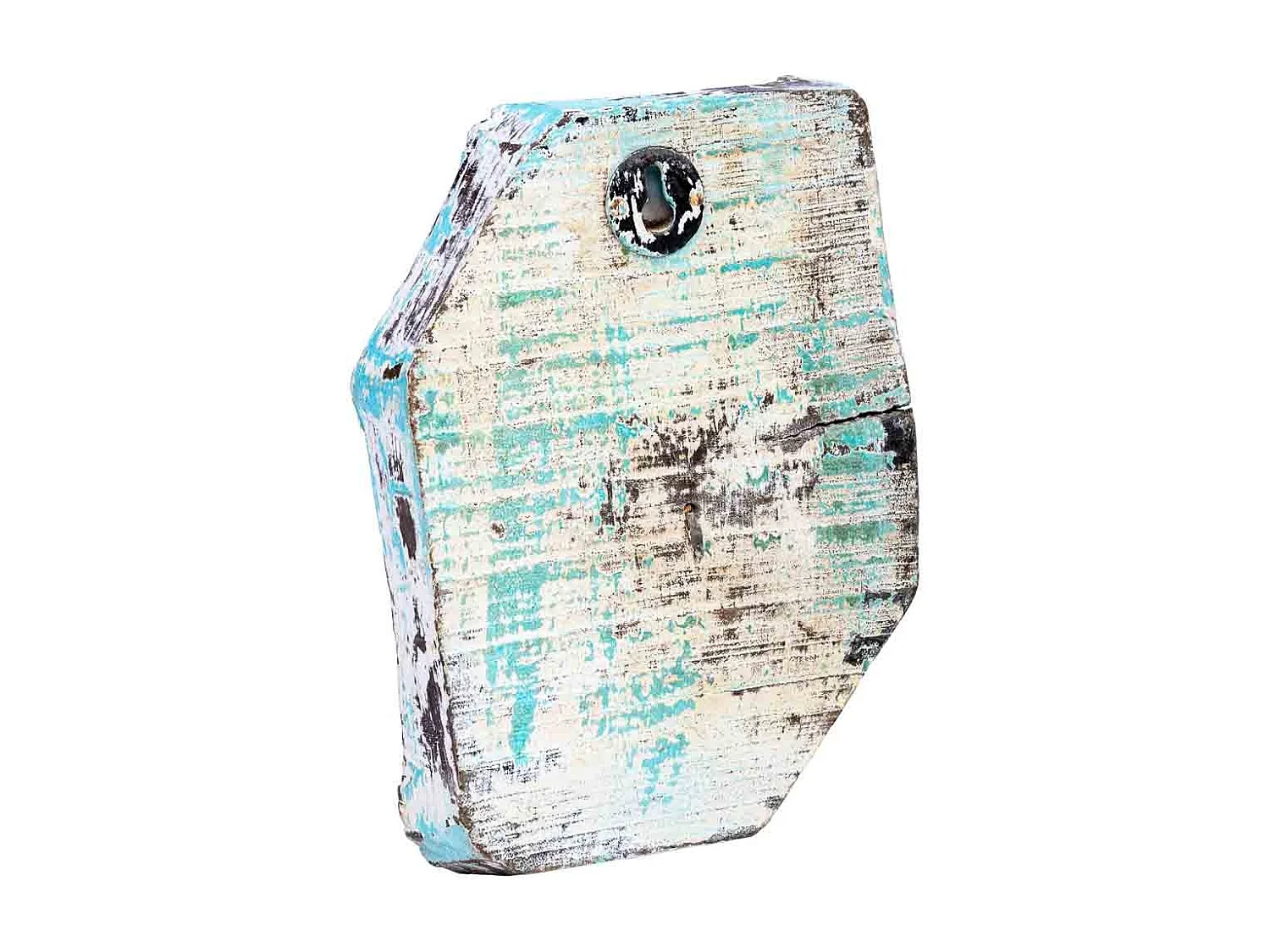 Cabide de madeira esculpida com acabamento artesanal azul antigo 16x0x8h cm