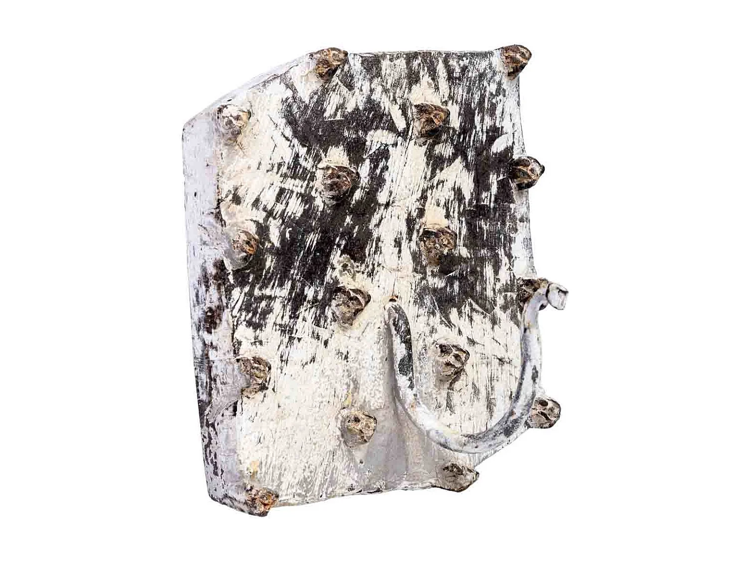 Cintre en bois sculpté avec finition artisanale blanche antique 16x0x8h cm