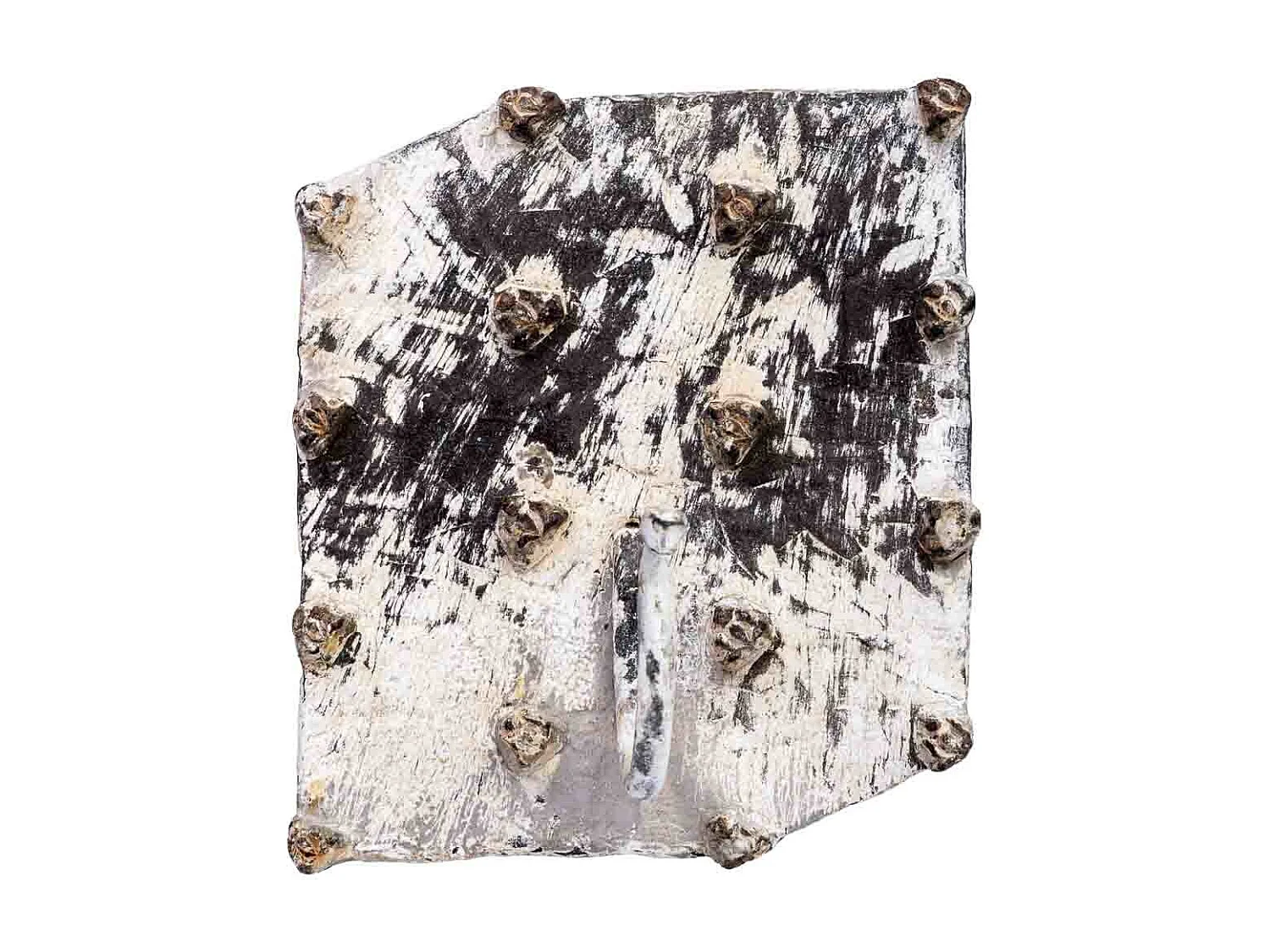 Percha de madera tallada acabado artesanal envejecido blanco 16x0x8h cm