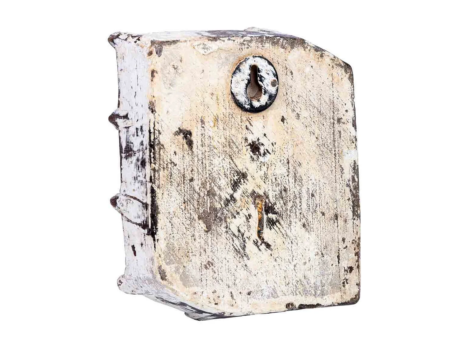 Percha de madera tallada acabado artesanal envejecido blanco 16x0x8h cm