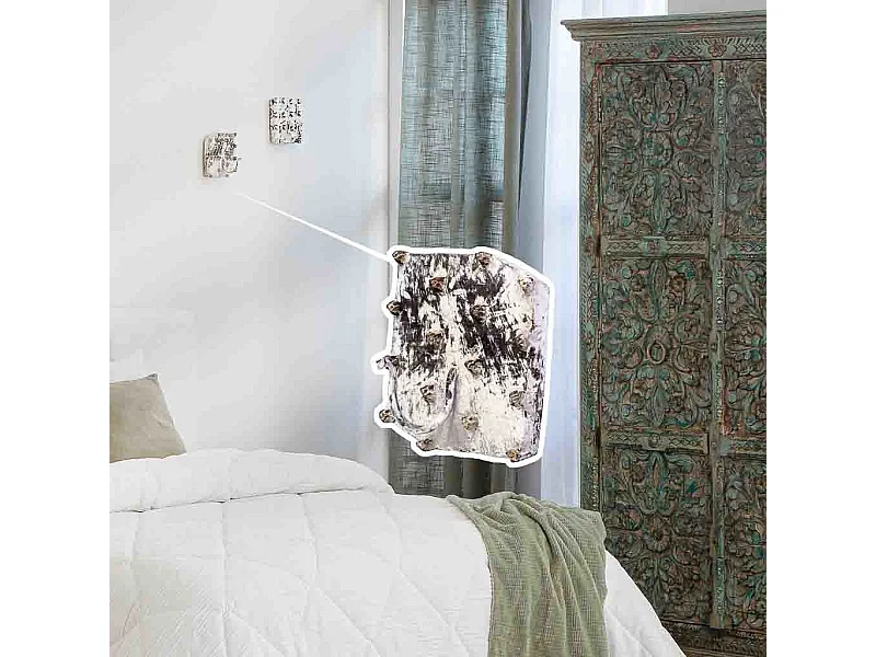 Percha de madera tallada acabado artesanal envejecido blanco 16x0x8h cm