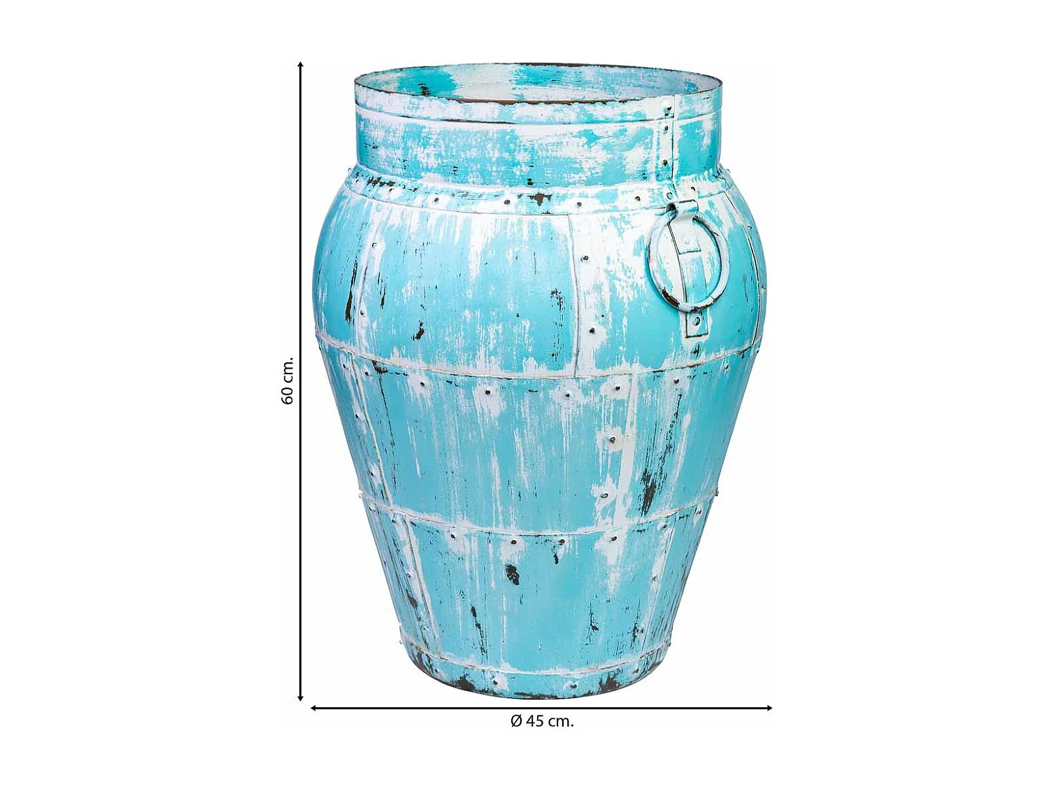 Vaso em metal envelhecido verde 45x45x60h cm