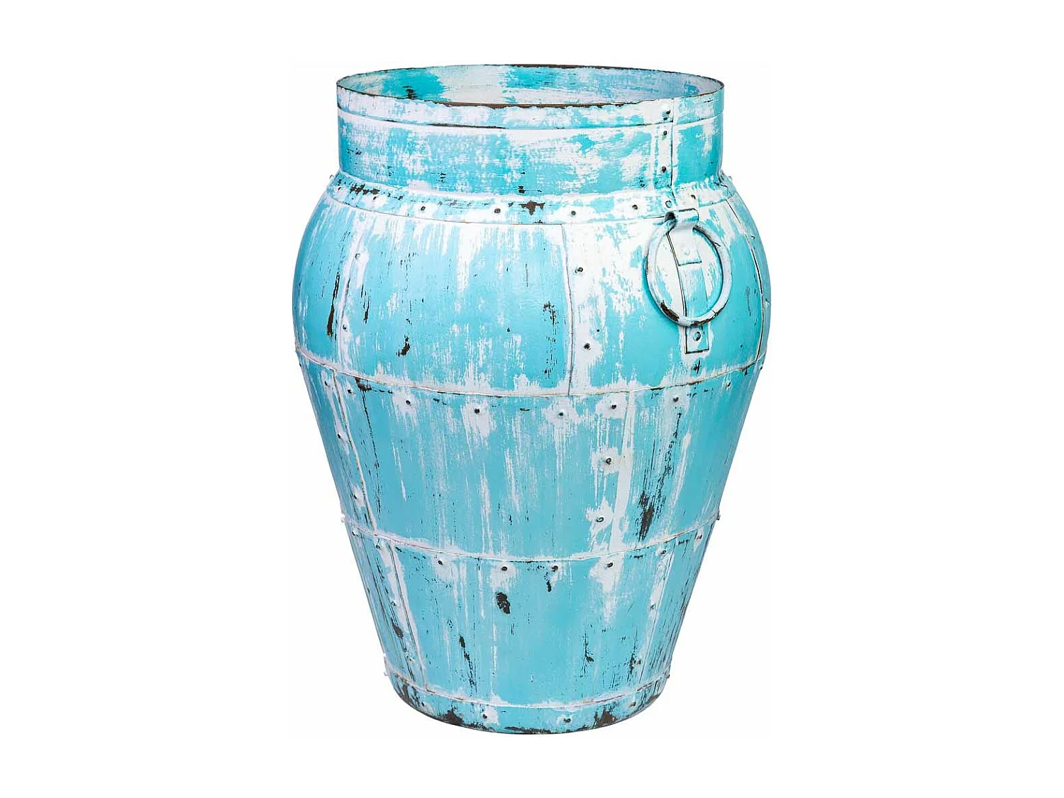 Vase aus Metall gealtert blau 45x45x60h cm