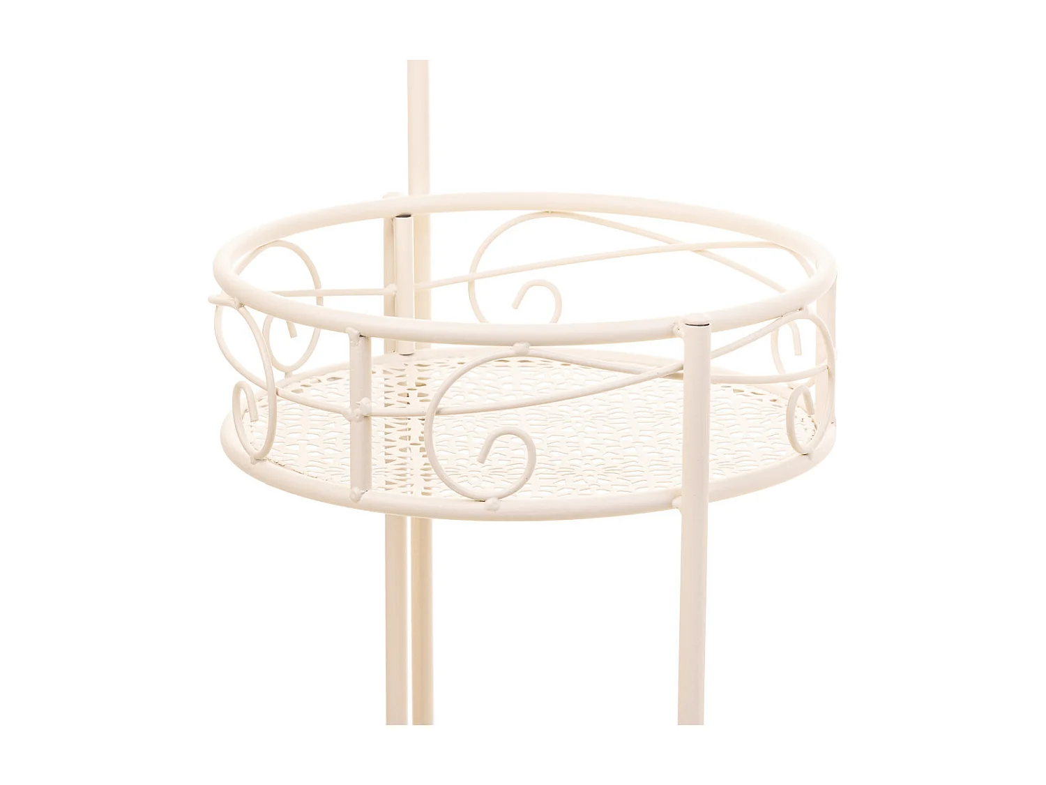 Support pour 3 pots en fer forgé blanc 30x25x90