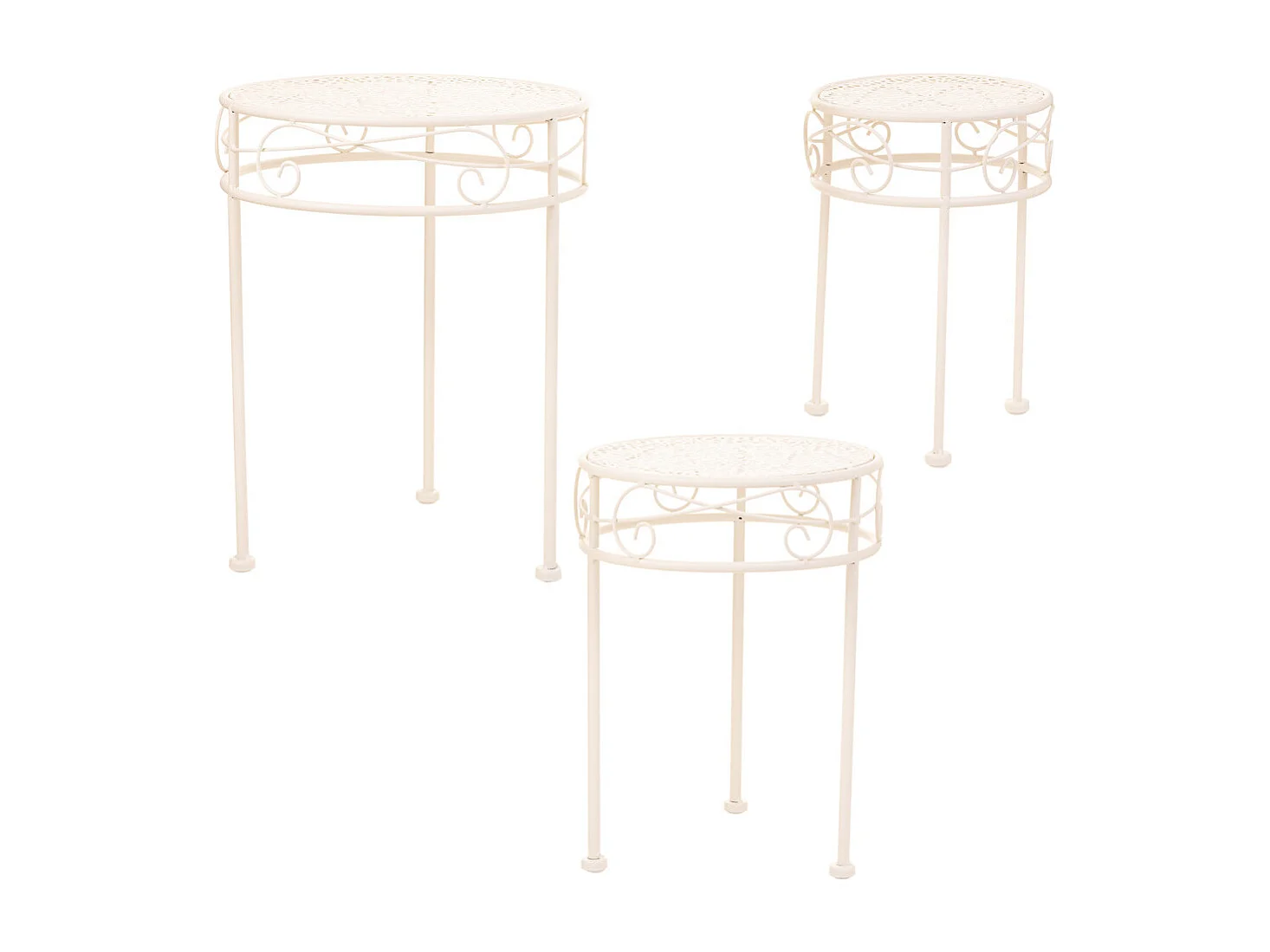 Conjunto de 3 suportes para panelas em ferro forjado branco