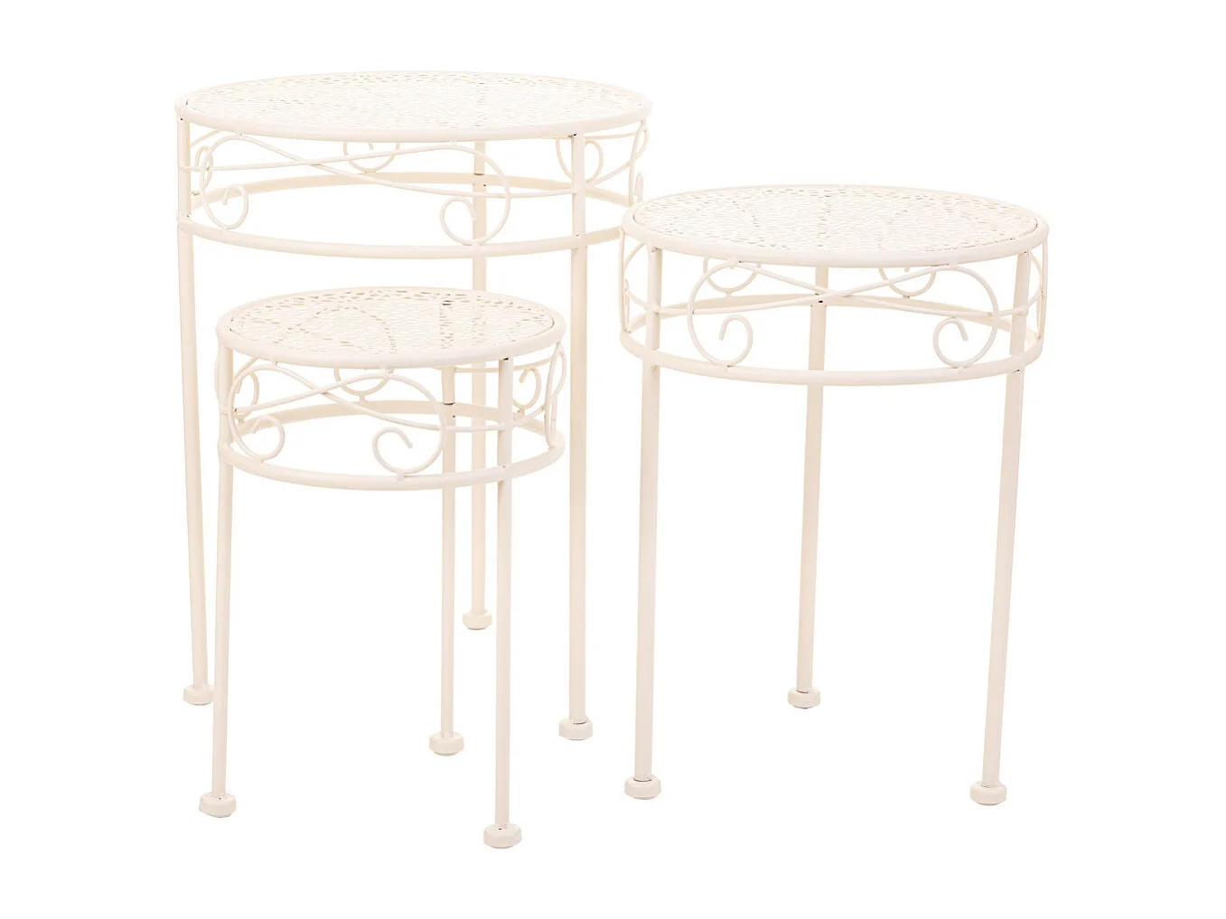 Conjunto de 3 suportes para panelas em ferro forjado branco