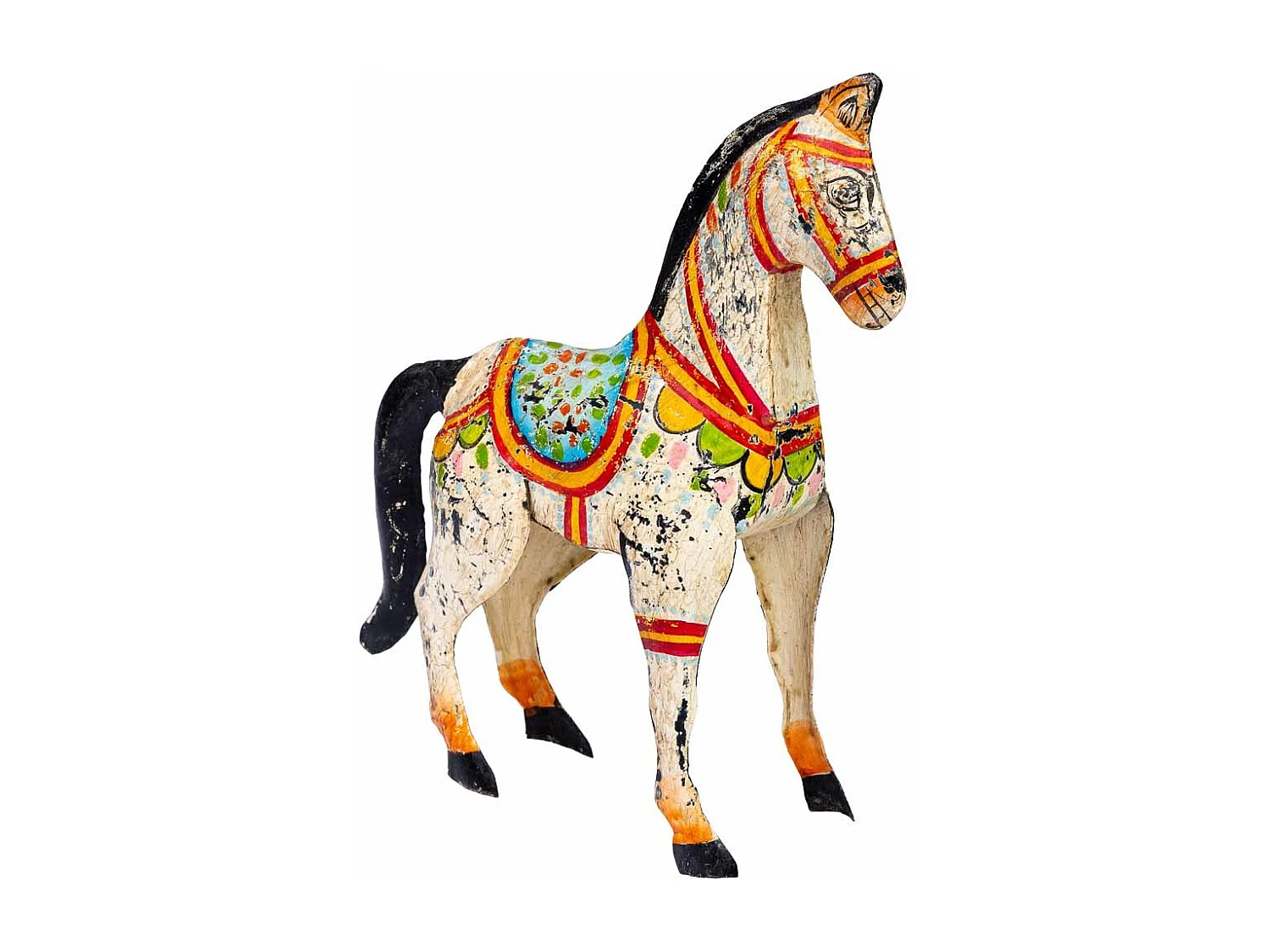 Dekoratives Pferd aus gealtertem, lackiertem Metall, 22x7x24