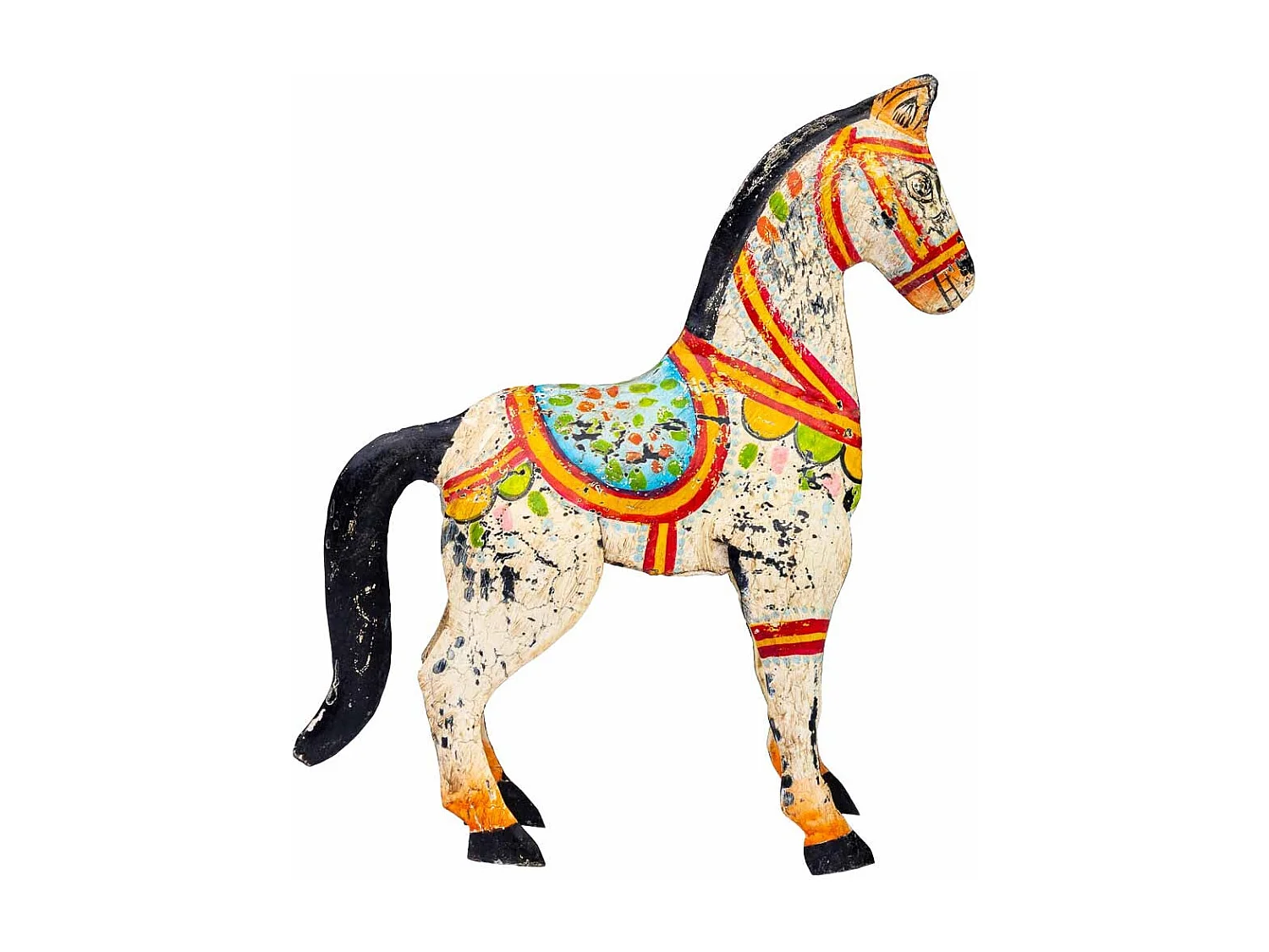 Dekoratives Pferd aus gealtertem, lackiertem Metall, 22x7x24