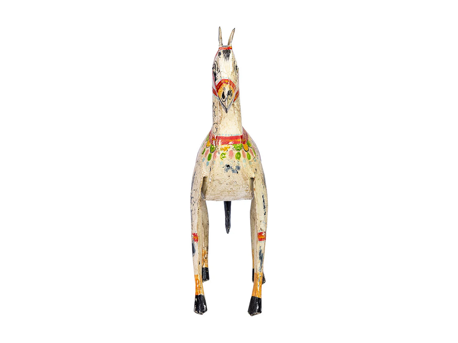 Dekoratives Pferd aus bemaltem Metall im Alter von 31 x 9 x 34 cm