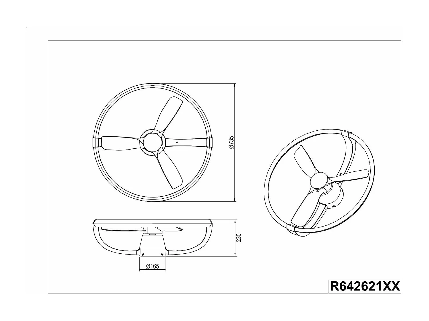 Plafoniera con Ventilatore estate/inverno, nero, D 73 cm Stockholm
