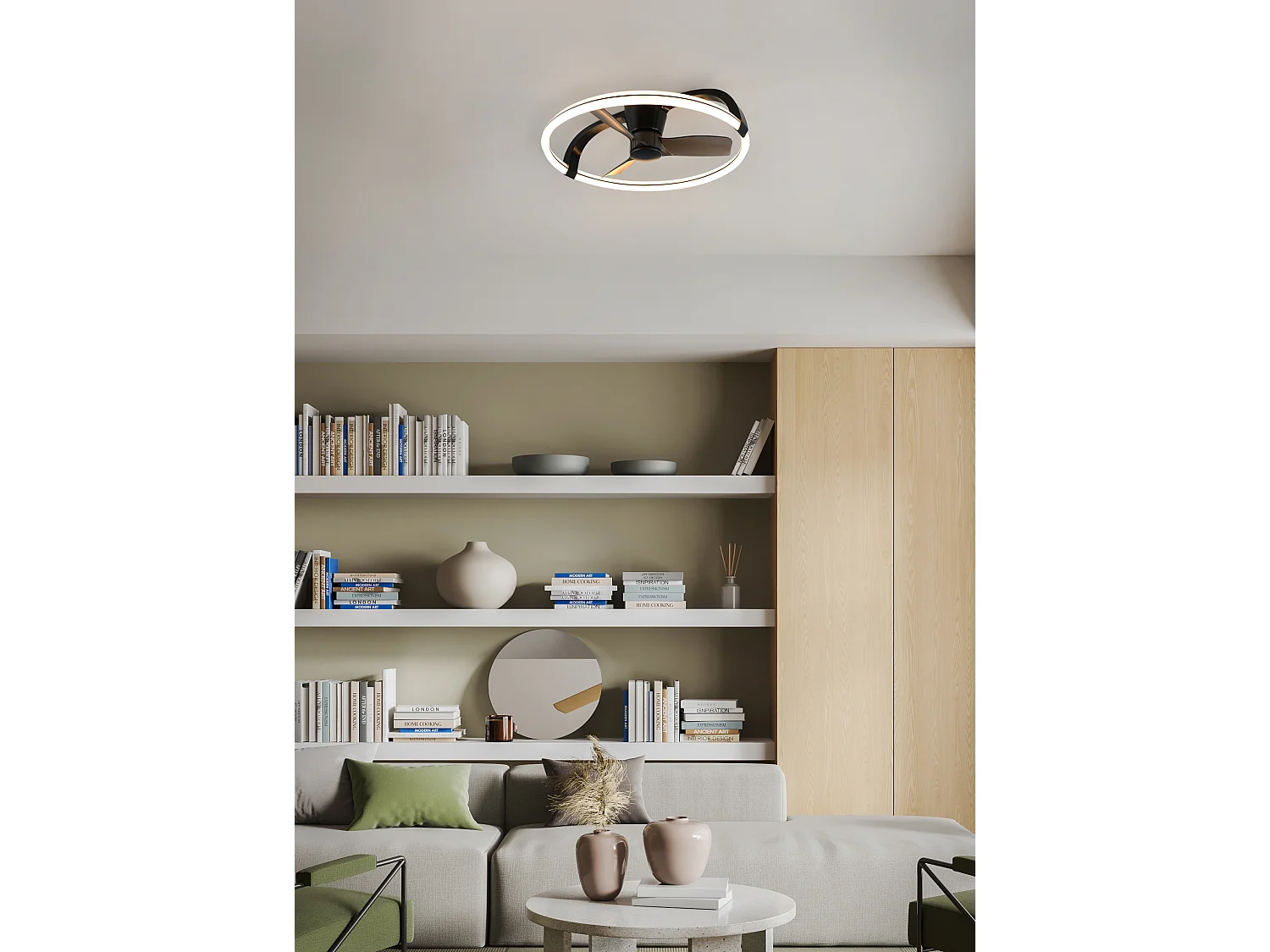 Plafondventilator STOCKHOLM - 73.5x73.5x23 cm - Zwart