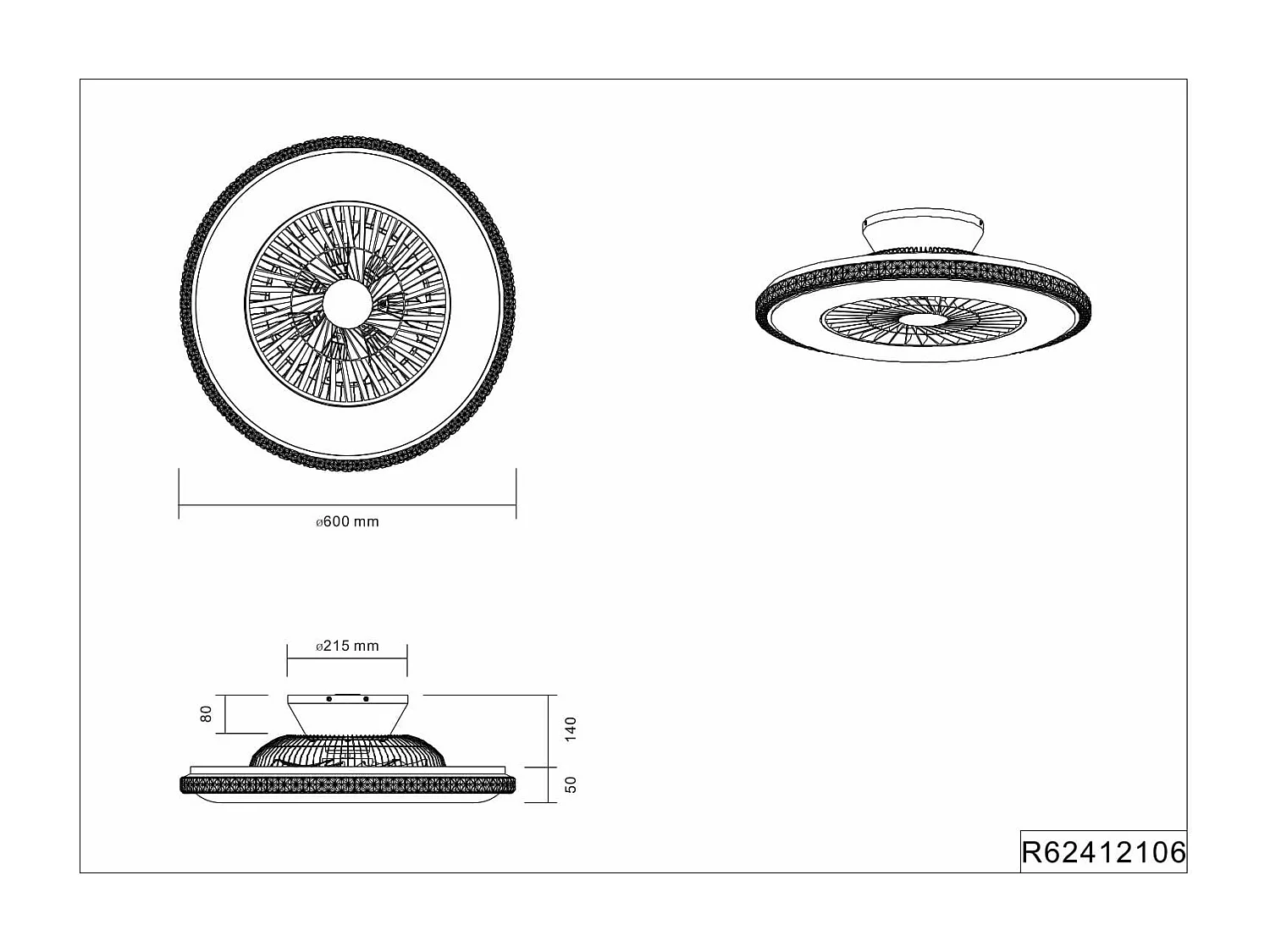 Plafoniera con Ventilatore estate/inverno, bianco, D 60 cm Harstad