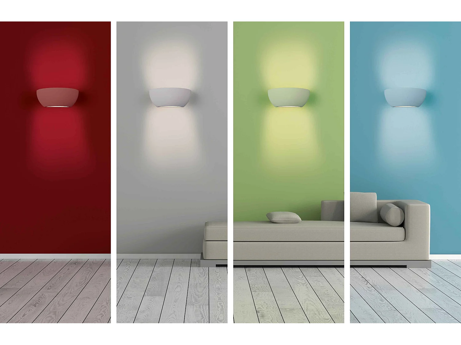 Applique bi-emissione, gesso, bianco, L 24,5 cm, Roma