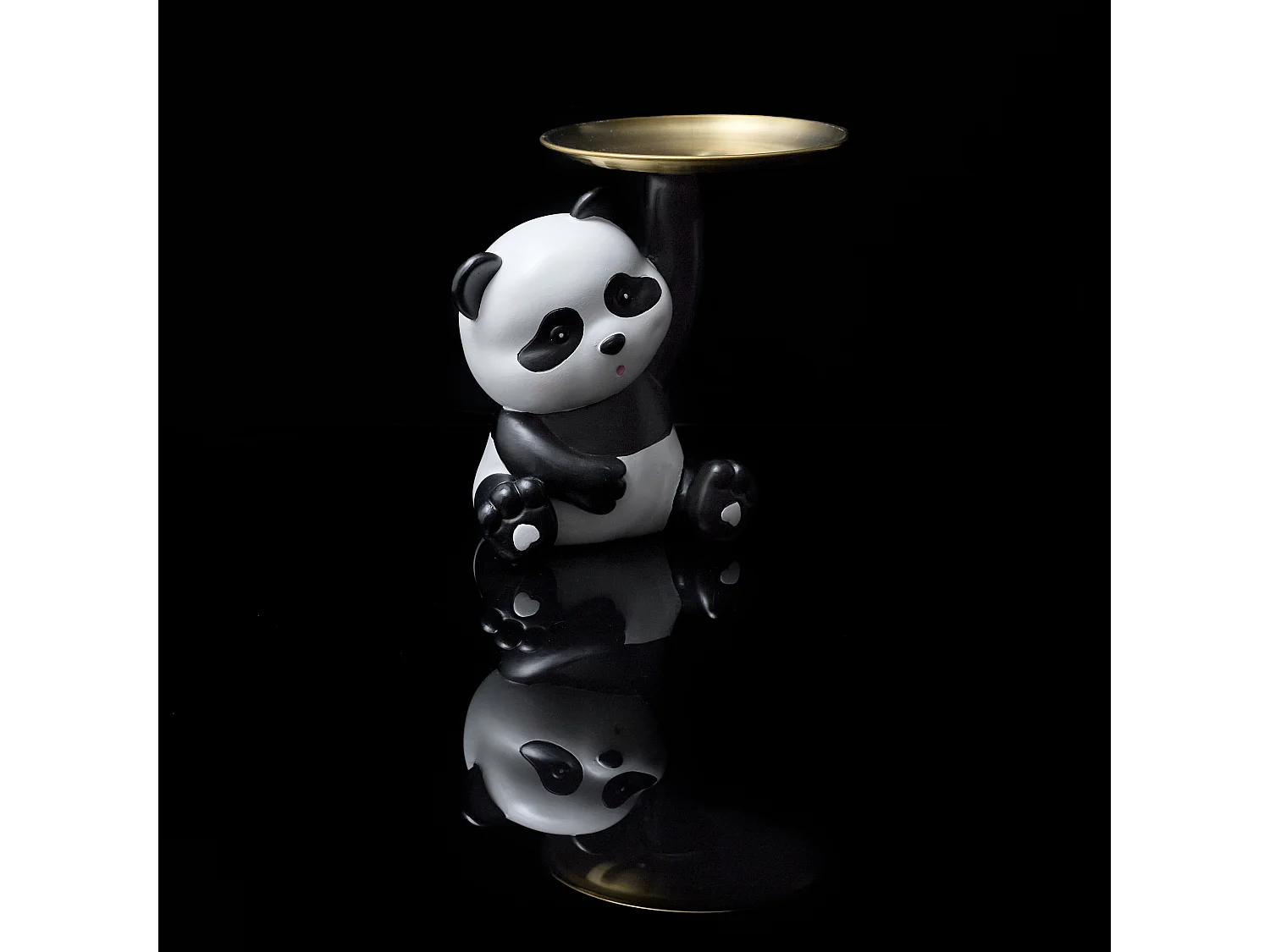 Statue Panda Vide Poche H18cm Noir, Blanc, Or