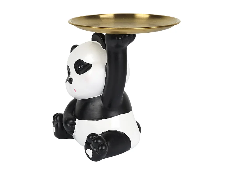 Statue Panda Vide Poche H18cm Noir, Blanc, Or