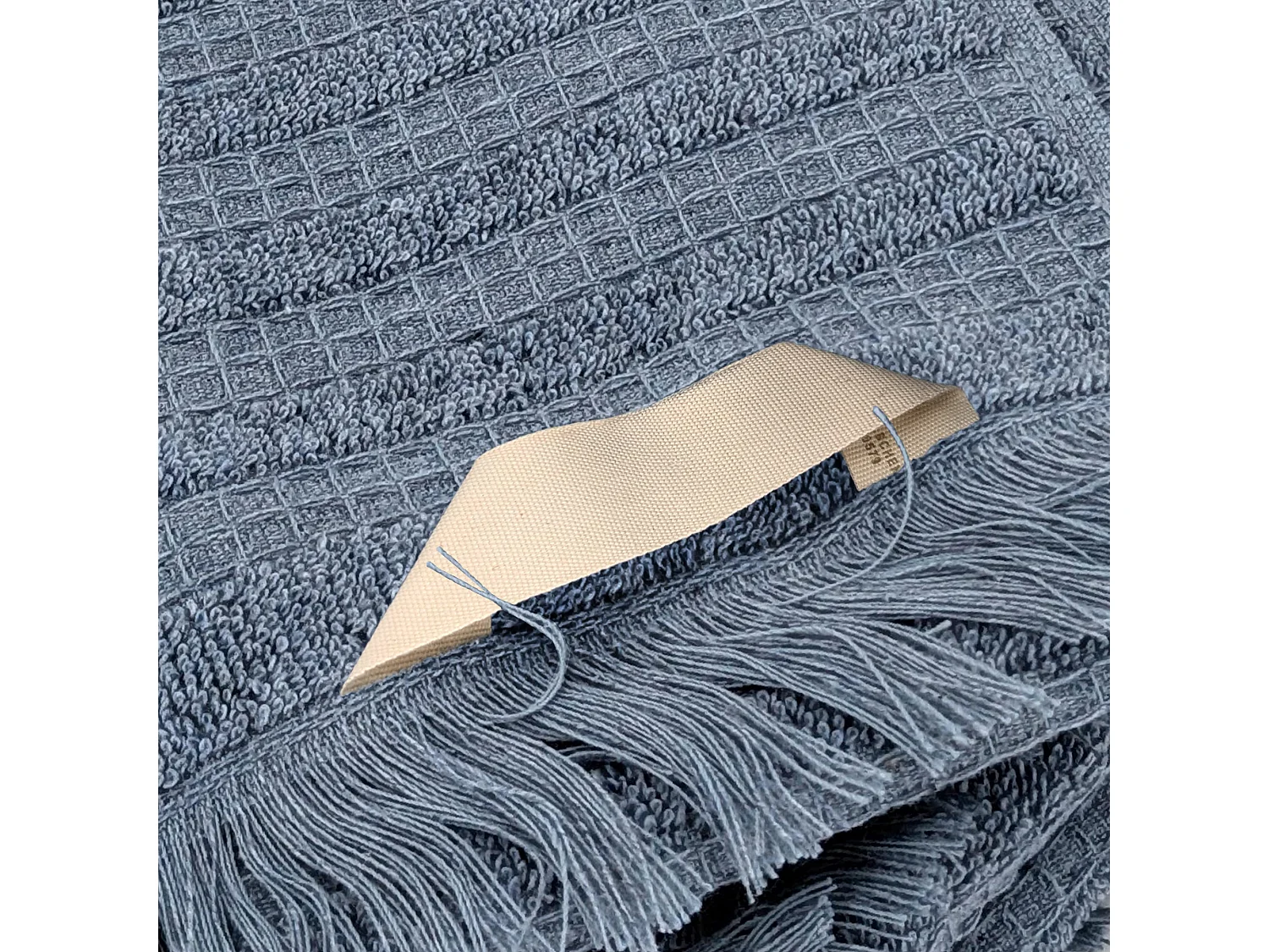 Lot de 2 serviettes invités 33x50 cm pur coton collection DENIM à rayures bleu