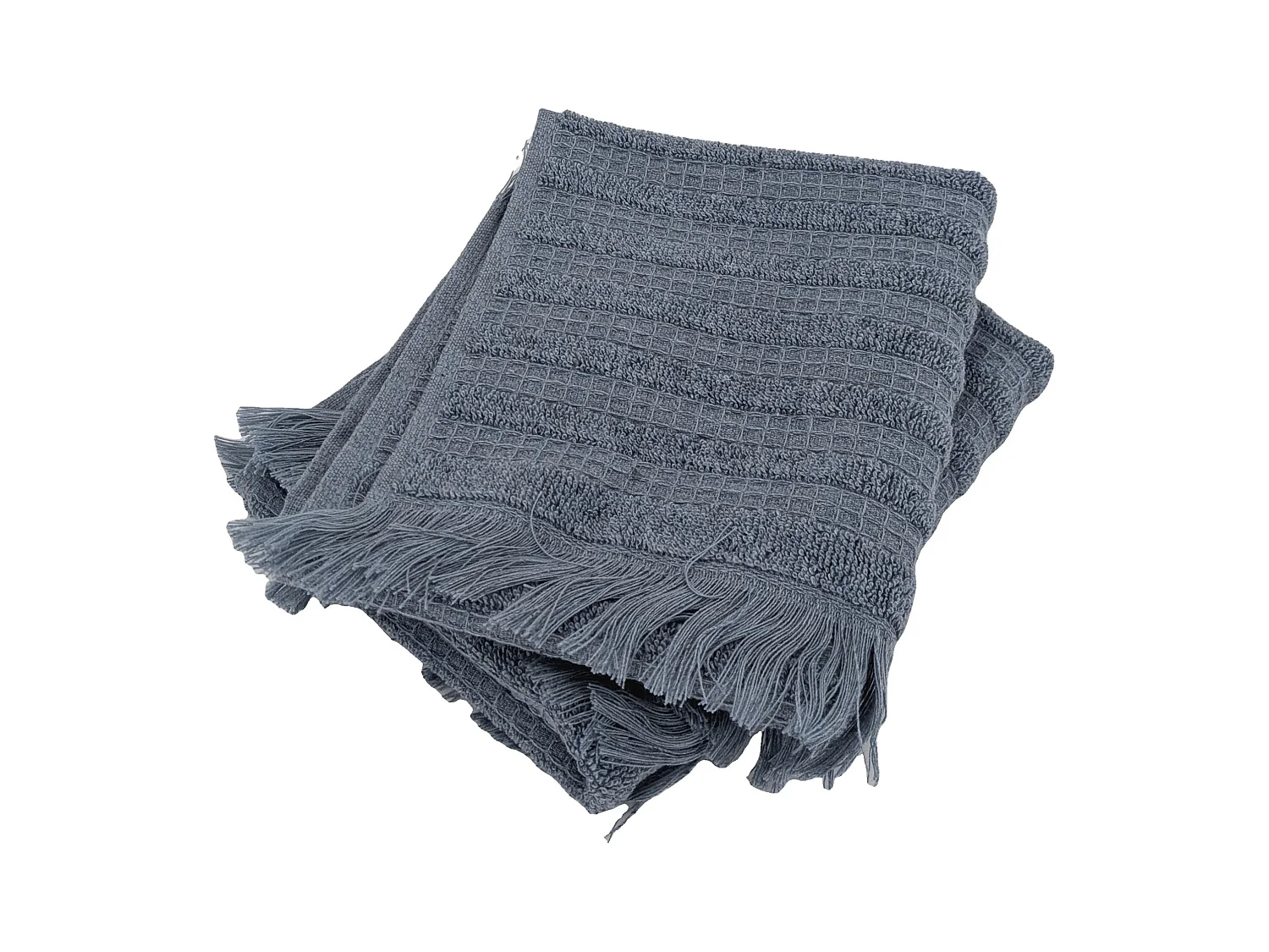 Lot de 2 serviettes invités 33x50 cm pur coton collection DENIM à rayures bleu