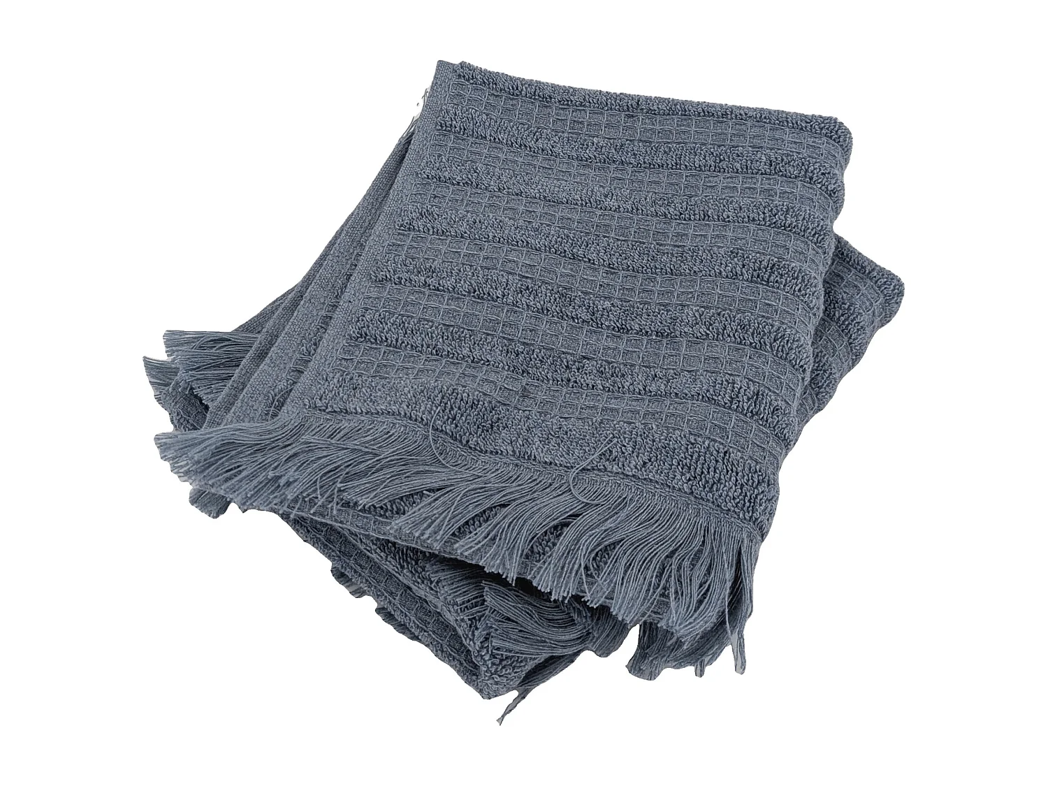 Lot de 2 serviettes invités 33x50 cm pur coton collection DENIM à rayures bleu