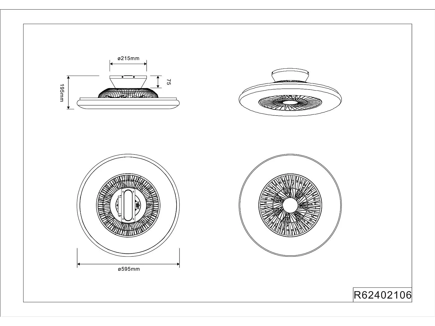 Plafoniera con Ventilatore estate/inverno, bianco, D 58 cm Visby