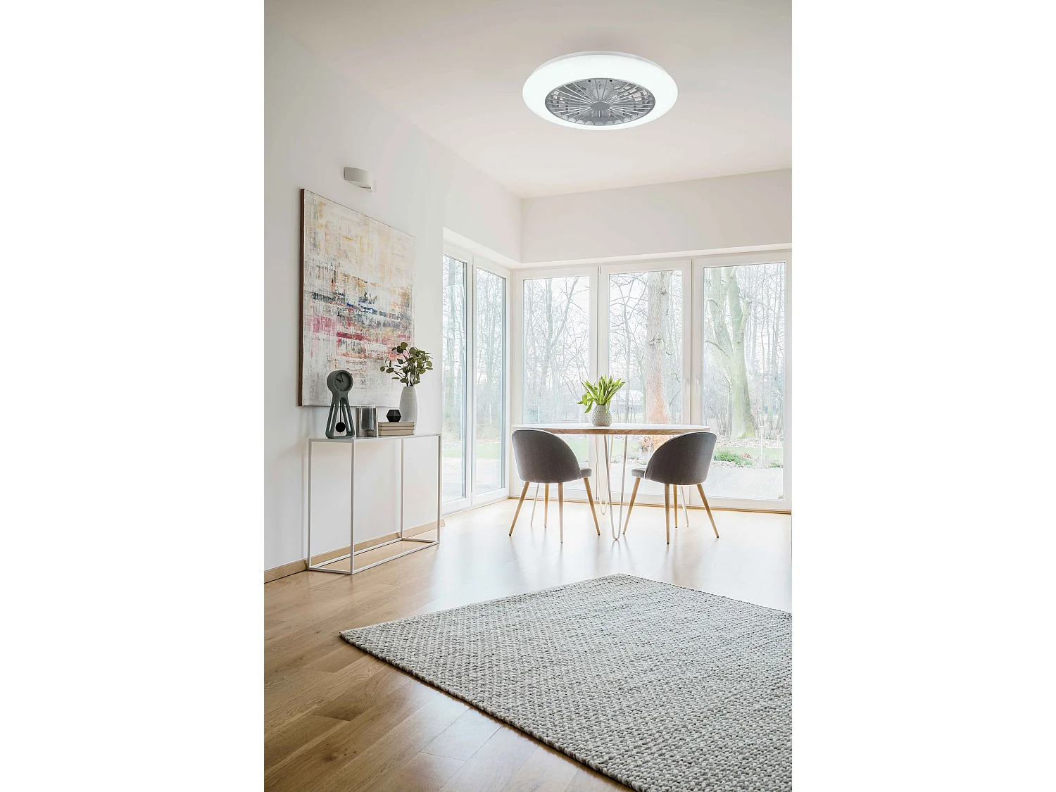 Plafonnier/ventilateur dimmable à changement de température de couleur - titane - Trio - Stralsund