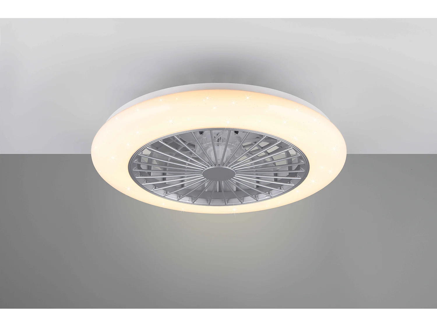 Plafonnier/ventilateur dimmable à changement de température de couleur - titane - Trio - Stralsund