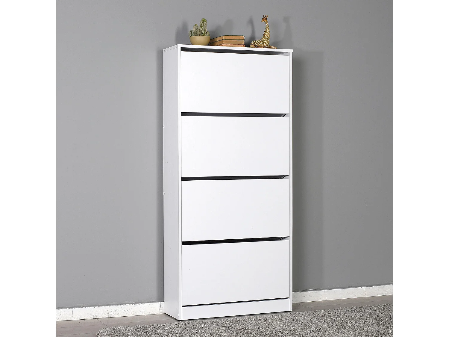 Mueble Zapatero con Cuatro cajones abatibles en Color (Blanco)  - Buyqualia