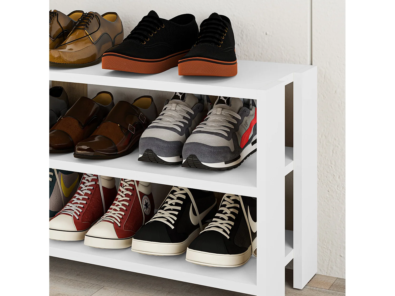 Mueble zapatero banco para zapatos rack para zapatos (alto 43 / ancho 84 fondo 31) en color (BLANCO) -Buyqualia