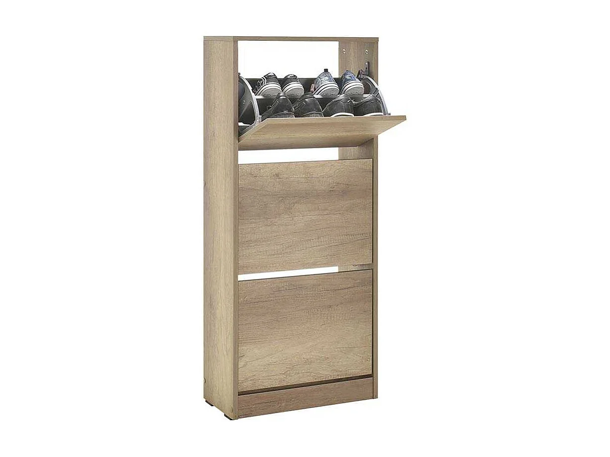 Mueble Zapatero con Tres cajones abatibles (119x73x26 cm)(Roble) - Buyqualia